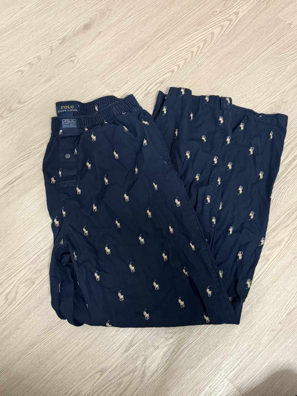 Polo by Ralph Lauren Navy Allover Pony-Embroidered Jogger Pants
